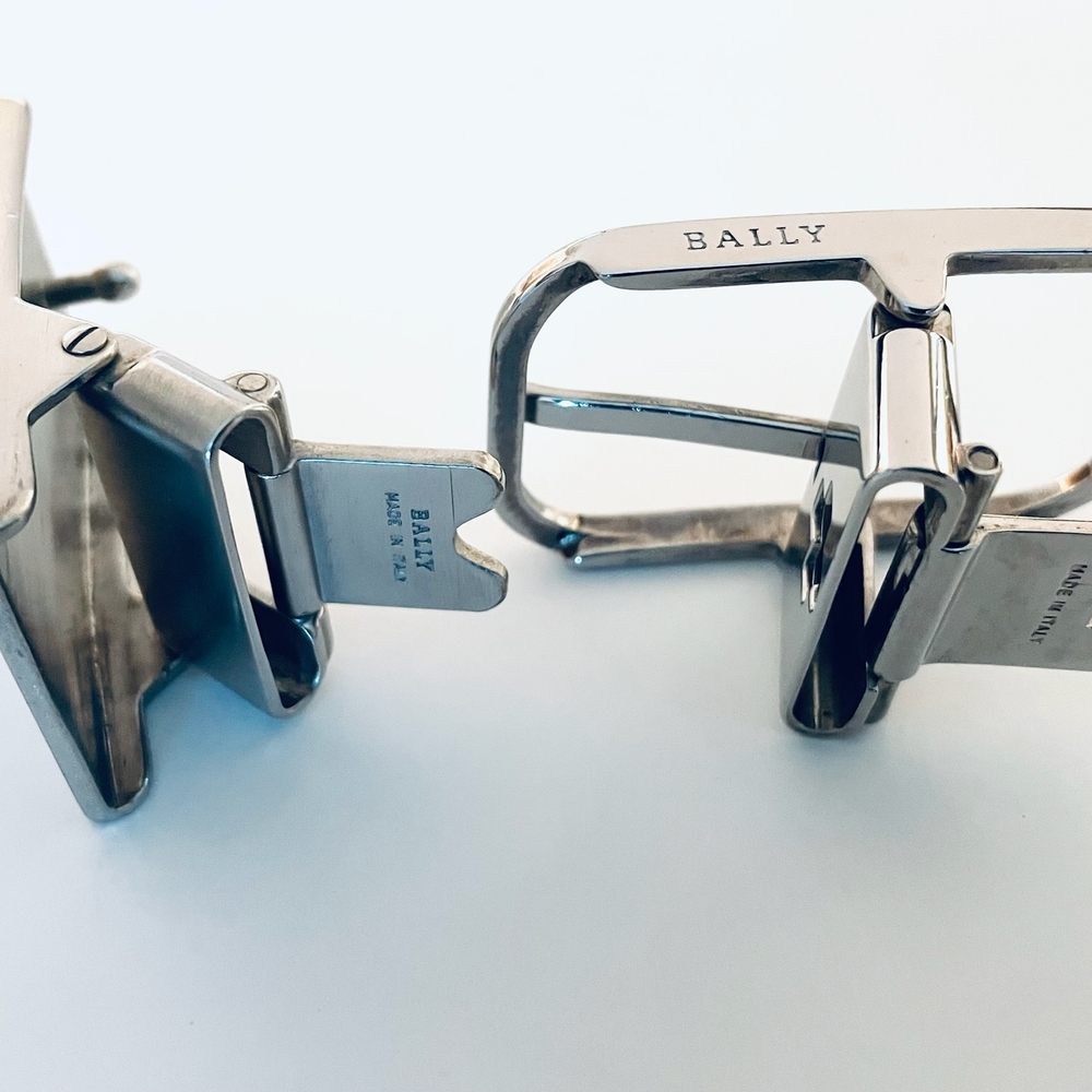 Two Bally Silver Belt Buckles Made in Italy